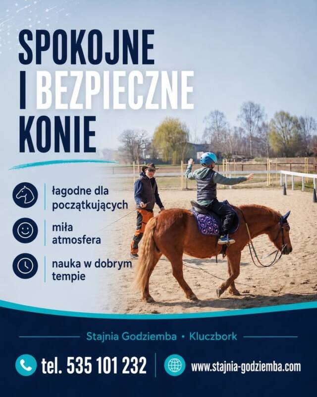 🧡 Nie każde dziecko od razu jest odważne. I bardzo dobrze — w stajni uczymy się odwagi krok po kroku.

Rodzice czasem mówią: „Moje dziecko chyba by się bało”, „Nigdy nie siedziało na koniu”, „Nie wiem, czy da radę”. To zupełnie normalne obawy. Koń jest dużym zwierzęciem, a pierwsze spotkanie może budzić respekt.

Ale właśnie w tym tkwi ogromna wartość jazdy konnej.

Dziecko nie musi od razu być pewne siebie. Nie musi od pierwszej lekcji robić wszystkiego idealnie. Wystarczy, że zrobi pierwszy krok: podejdzie, pogłaszcze konia, usiądzie w siodle, posłucha instruktora. Każdy taki mały krok buduje odwagę.

Prawdziwa pewność siebie nie bierze się z tego, że dziecko nigdy się nie boi. Bierze się z doświadczenia: „bałem się, ale spróbowałem”, „nie umiałem, ale się nauczyłem”, „udało mi się, bo ktoś mnie dobrze poprowadził”.

W jeździe konnej dziecko bardzo wyraźnie widzi swoje postępy. Na początku może potrzebować dużo wsparcia. Potem coraz lepiej utrzymuje równowagę, pewniej siedzi, lepiej słucha poleceń, zaczyna rozumieć konia. To daje ogromną satysfakcję.

Koń uczy też pokory. Nie wszystko da się wymusić. Trzeba współpracować, słuchać, być cierpliwym. To wartości, które przydają się dziecku nie tylko w stajni, ale też w szkole, w relacjach i w codziennym życiu.

W naszej stajni dbamy o spokojne wprowadzanie dzieci w świat koni. Dziecko jest cały czas pod opieką instruktorów, a zajęcia odbywają się na bezpiecznych koniach przygotowanych do pracy z dziećmi.

Nie trzeba być odważnym na starcie. Wystarczy zacząć. Odwaga przychodzi razem z doświadczeniem.

📩 Zapisy SMS: 535 101 232
🌐 Więcej informacji: www.stajnia-godziemba.com
📍 Stajnia Godziemba, Kluczbork